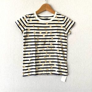 J. Crew Crewcuts Girls Gold Hearts  Striped T Shirt